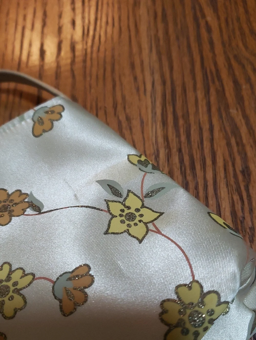 Vintage 2003 Avon Gold Satin Floral Mini Bag • Y2K Evening Purse